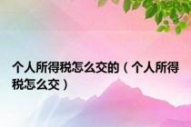 个人所得税怎么交的（个人所得税怎么交）