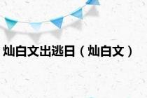 灿白文出逃日（灿白文）