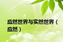 应然世界与实然世界（应然）