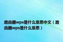 路由器wps是什么意思中文（路由器wps是什么意思）