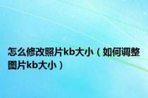 怎么修改照片kb大小（如何调整图片kb大小）