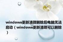 windows更新清理删除后电脑无法启动（windows更新清理可以删除）