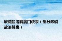 酸碱盐溶解度口诀表（部分酸碱盐溶解表）
