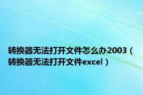 转换器无法打开文件怎么办2003（转换器无法打开文件excel）
