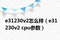 e31230v2怎么样（e31230v2 cpu参数）