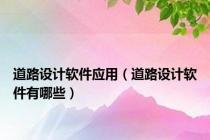 道路设计软件应用（道路设计软件有哪些）