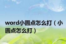word小圆点怎么打（小圆点怎么打）