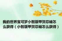 我的世界宝可梦小智版甲贺忍蛙怎么获得（小智版甲贺忍蛙怎么获得）