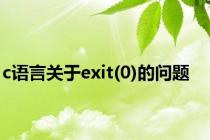c语言关于exit(0)的问题