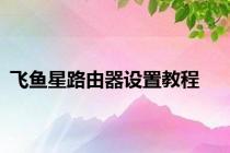 飞鱼星路由器设置教程