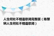 人生何处不相逢歌词完整版（陈慧娴人生何处不相逢歌词）