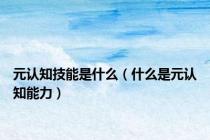 元认知技能是什么（什么是元认知能力）