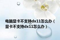 电脑显卡不支持dx11怎么办（显卡不支持dx11怎么办）