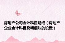 房地产公司会计科目明细（房地产企业会计科目及明细账的设置）