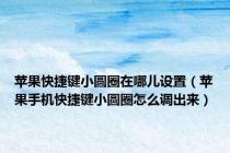 苹果快捷键小圆圈在哪儿设置（苹果手机快捷键小圆圈怎么调出来）