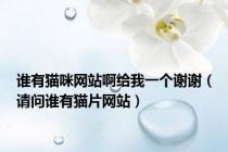 谁有猫咪网站啊给我一个谢谢（请问谁有猫片网站）