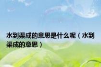 水到渠成的意思是什么呢（水到渠成的意思）