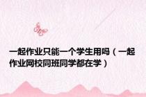 一起作业只能一个学生用吗（一起作业网校同班同学都在学）