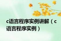 c语言程序实例讲解（c语言程序实例）