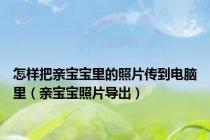 怎样把亲宝宝里的照片传到电脑里（亲宝宝照片导出）