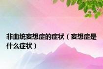 非血统妄想症的症状（妄想症是什么症状）