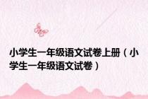 小学生一年级语文试卷上册（小学生一年级语文试卷）