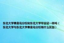 东北大学秦皇岛分校和东北大学毕业证一样吗（东北大学与东北大学秦皇岛分校有什么区别）