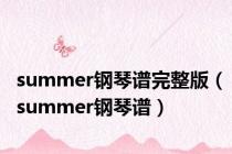 summer钢琴谱完整版（summer钢琴谱）