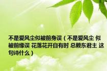 不是爱风尘似被前身误（不是爱风尘 似被前缘误 花落花开自有时 总赖东君主 这句诗什么）
