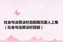 社会与法普法栏目剧再见爱人上集（社会与法普法栏目剧）
