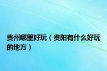 贵州哪里好玩（贵阳有什么好玩的地方）
