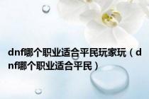 dnf哪个职业适合平民玩家玩（dnf哪个职业适合平民）