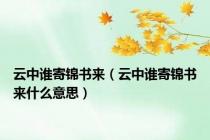 云中谁寄锦书来（云中谁寄锦书来什么意思）