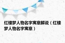 红楼梦人物名字寓意解说（红楼梦人物名字寓意）