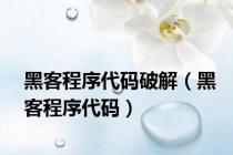 黑客程序代码破解（黑客程序代码）