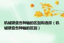 机械键盘各种轴的区别和选择（机械键盘各种轴的区别）