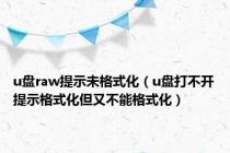 u盘raw提示未格式化（u盘打不开提示格式化但又不能格式化）