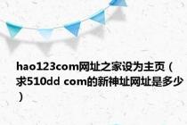 hao123com网址之家设为主页（求510dd com的新神址网址是多少）