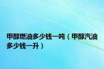 甲醇燃油多少钱一吨（甲醇汽油多少钱一升）