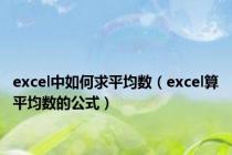 excel中如何求平均数（excel算平均数的公式）