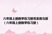 六年级上册数学练习册答案青岛版（六年级上册数学练习册）