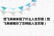 登飞来峰体现了什么人生哲理（登飞来峰揭示了怎样的人生哲理）