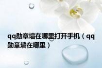 qq勋章墙在哪里打开手机（qq勋章墙在哪里）