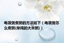 电饭煲煮粥的方法如下（电饭煲怎么煮粥(单纯的大米粥)）