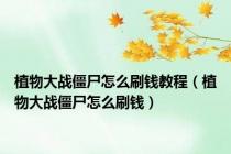 植物大战僵尸怎么刷钱教程（植物大战僵尸怎么刷钱）