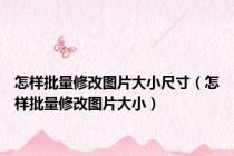 怎样批量修改图片大小尺寸（怎样批量修改图片大小）
