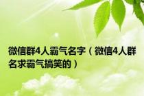 微信群4人霸气名字（微信4人群名求霸气搞笑的）