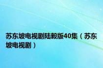 苏东坡电视剧陆毅版40集（苏东坡电视剧）