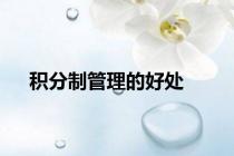积分制管理的好处