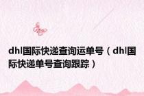 dhl国际快递查询运单号（dhl国际快递单号查询跟踪）